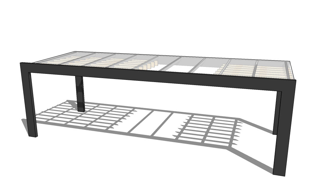 Vizualizácia skleneného prístrešku s oceľovou konštrukciou a znázornenie tieňových plôch | DOMO GLASS
